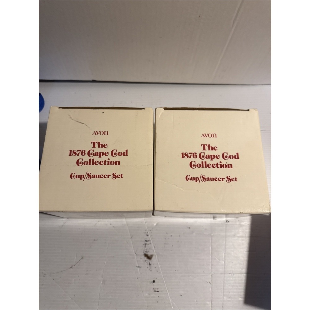 Avon 1876 Cape Cod Collection Ruby Red Cup and Saucer 2 SETS in Original Boxes